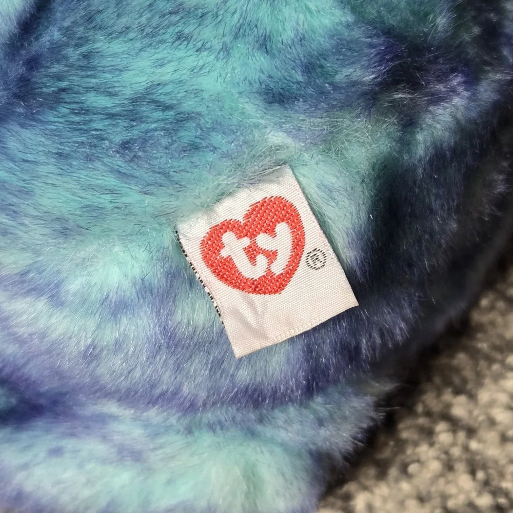 VTG TY CLASSIC BLUEBEARY Teddy Bear Plush‎ W/Tag Purple Bow Stuffed Animal 1999